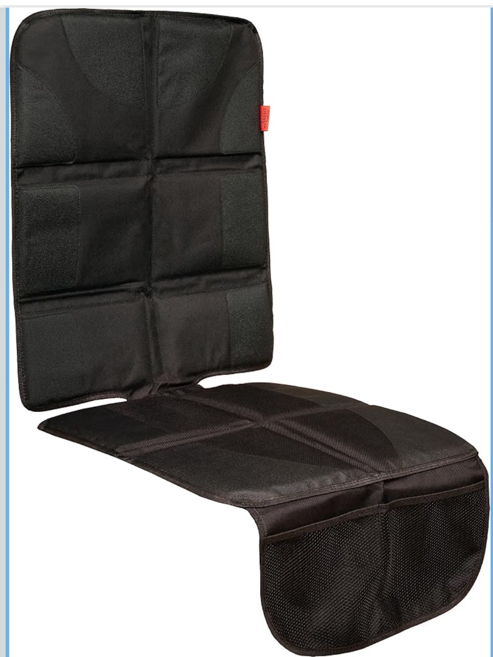 Black car seat protector with mesh storage